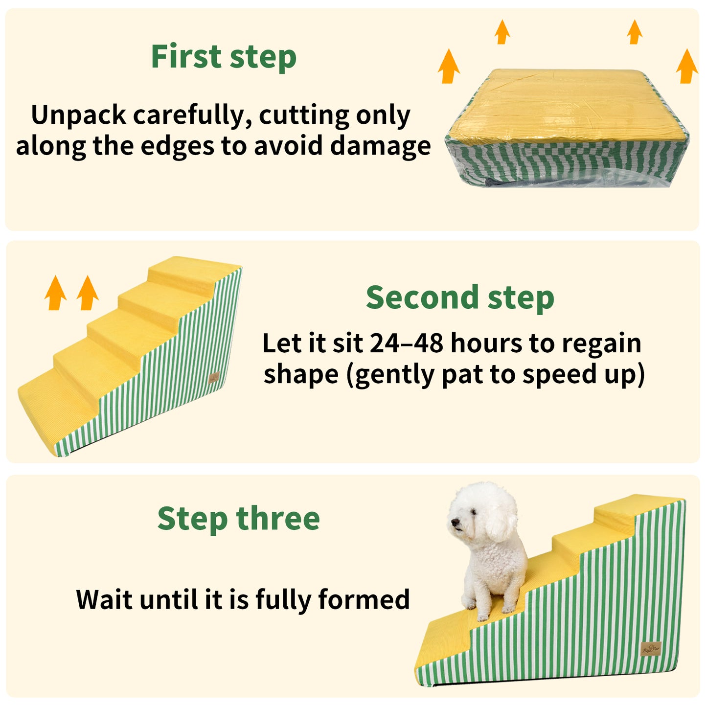 Pet Dog Stairs for High Beds: 3 Steps/ 4 Steps /5 Steps Bright Pet Stairs High-Density Foam Dog Ramp Step with Gentle Slope Safe for Sofas, for Puppies & Senior Pets