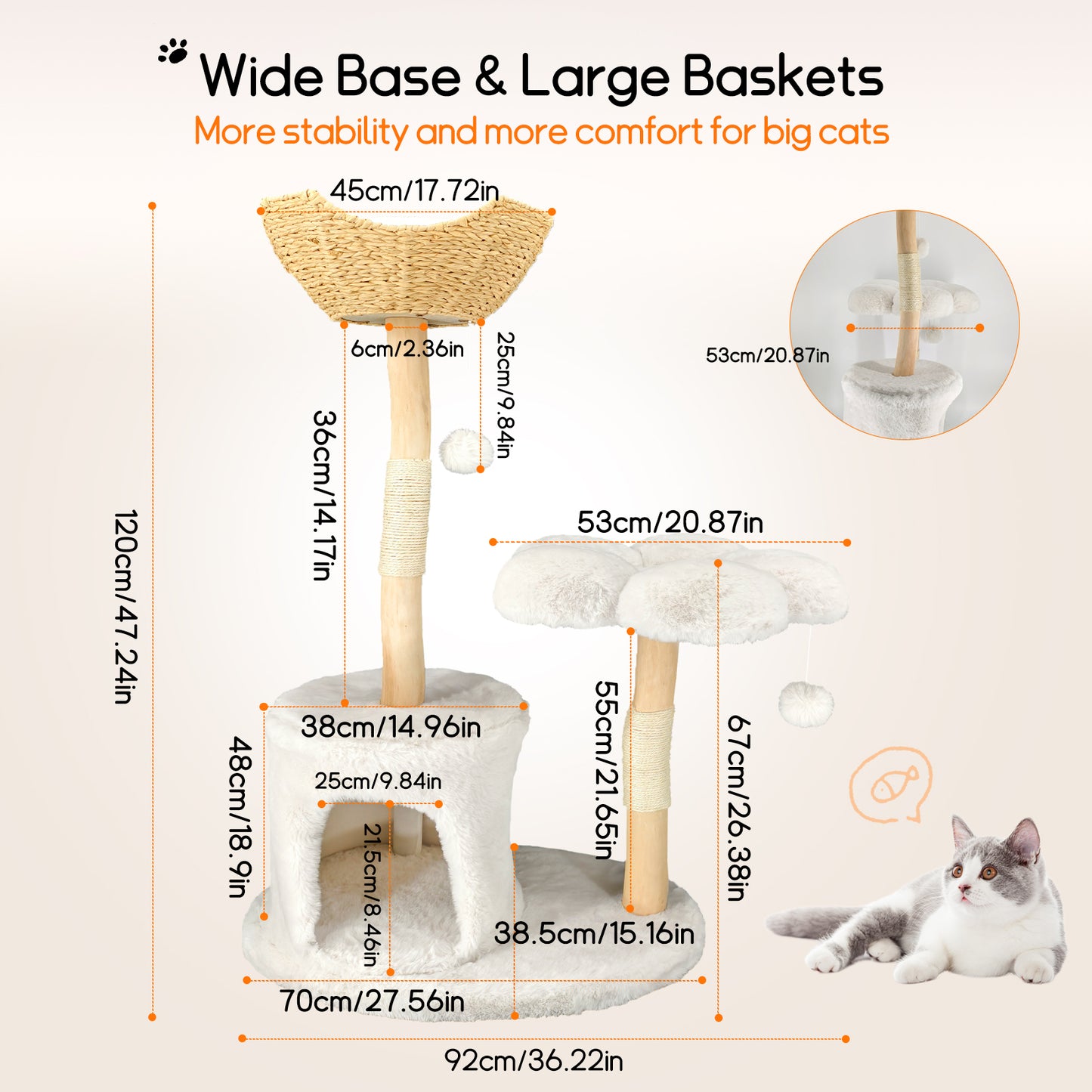 Cat Tree Tower for Indoor Cat Scratching Post Activity Tree Cat Condo Plush Cave