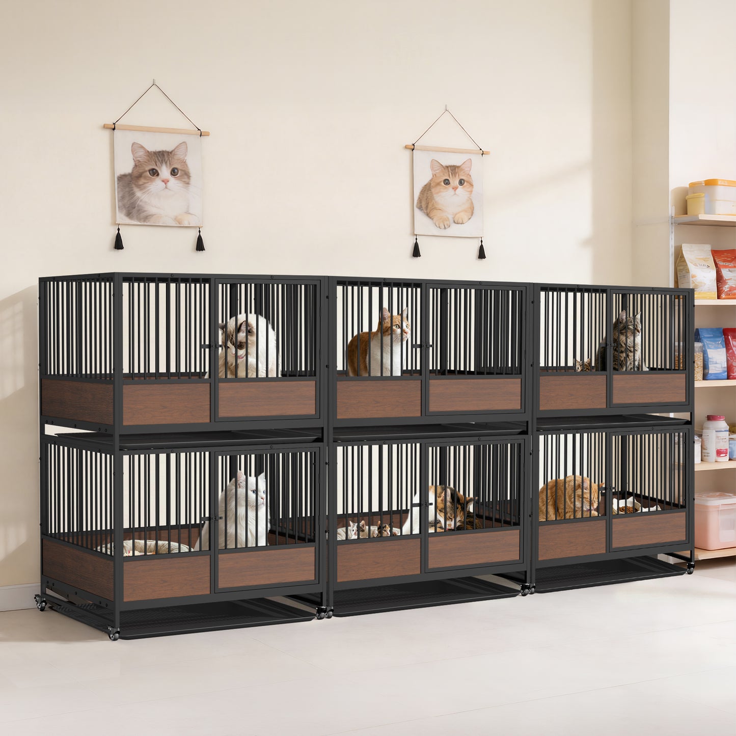 Pet Breeding Whelping Cage for Cats & Small Dogs, Metal Birthing and Recovery Crate, Isolation Kennel for Postpartum Care, Durable Iron Frame, Modern Minimalist Design