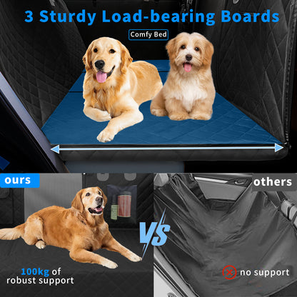 Back Seat Extender for Dogs: Versatile Dog Car Seat Cover for Back Seat with Pockets Hard Bottom - Waterproof, Scratch-Proof Dog Hammock for Cars (Holds 220 lbs)
