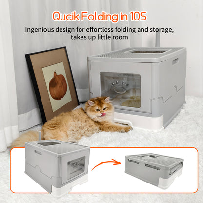 Cat Litter Box Front Entry Top Exit Toilet Boxes Litter Tray with Litter Scoop