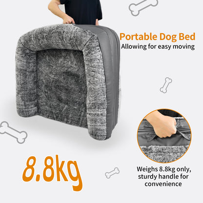 2025 Large Human Dog Bed with 10cm Thick Sponge, Giant Pet Bed with U Shape Pillow for Adult, Removable and Washable Cover Grey