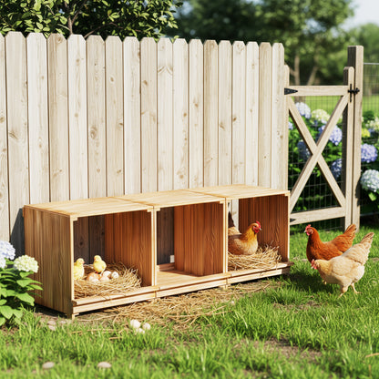 Nesting Boxes for Chickens: 3-Compartment Pine Wood Chicken Nesting Box Poultry Farms for Eggs Laying, Preventing Egg Falls
