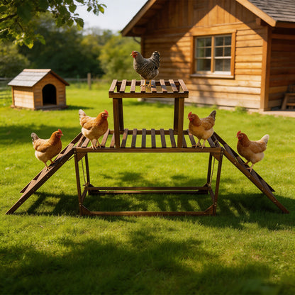 Chicken Perches Swing: Chicken Roosting Bars Wooden Chicken Climbing Frame with Swing & Ladder, Activity Play Toys for 8-10 Chickens, for Birds