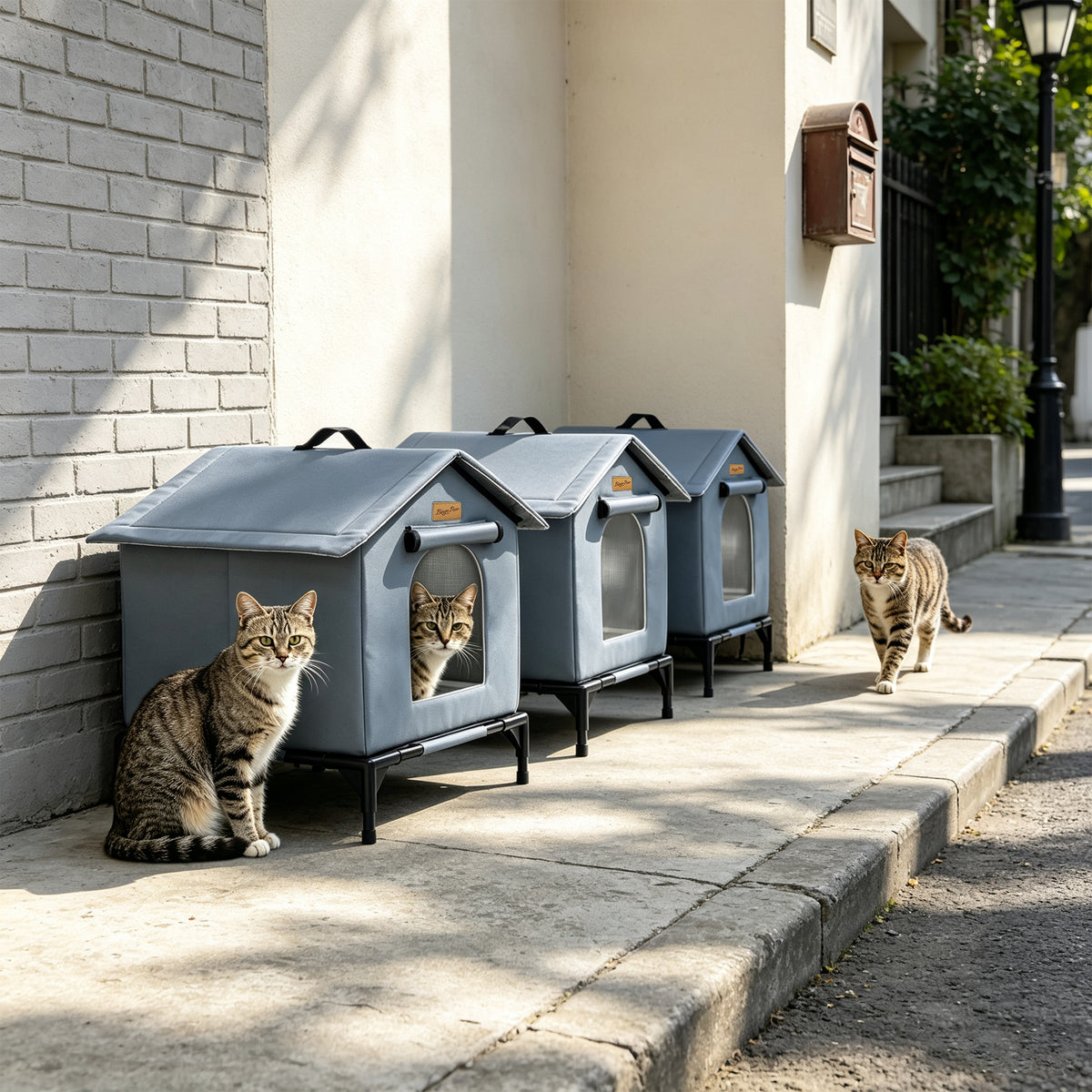 Outdoor Elevated Cat House Waterproof Shelter for Stray Cats Yard Cat Shelter