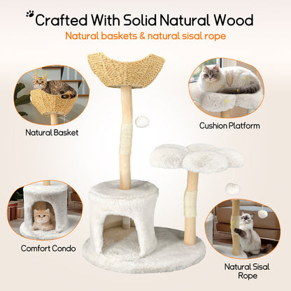 Cat Tree Tower for Indoor Cat Scratching Post Activity Tree Cat Condo Plush Cave