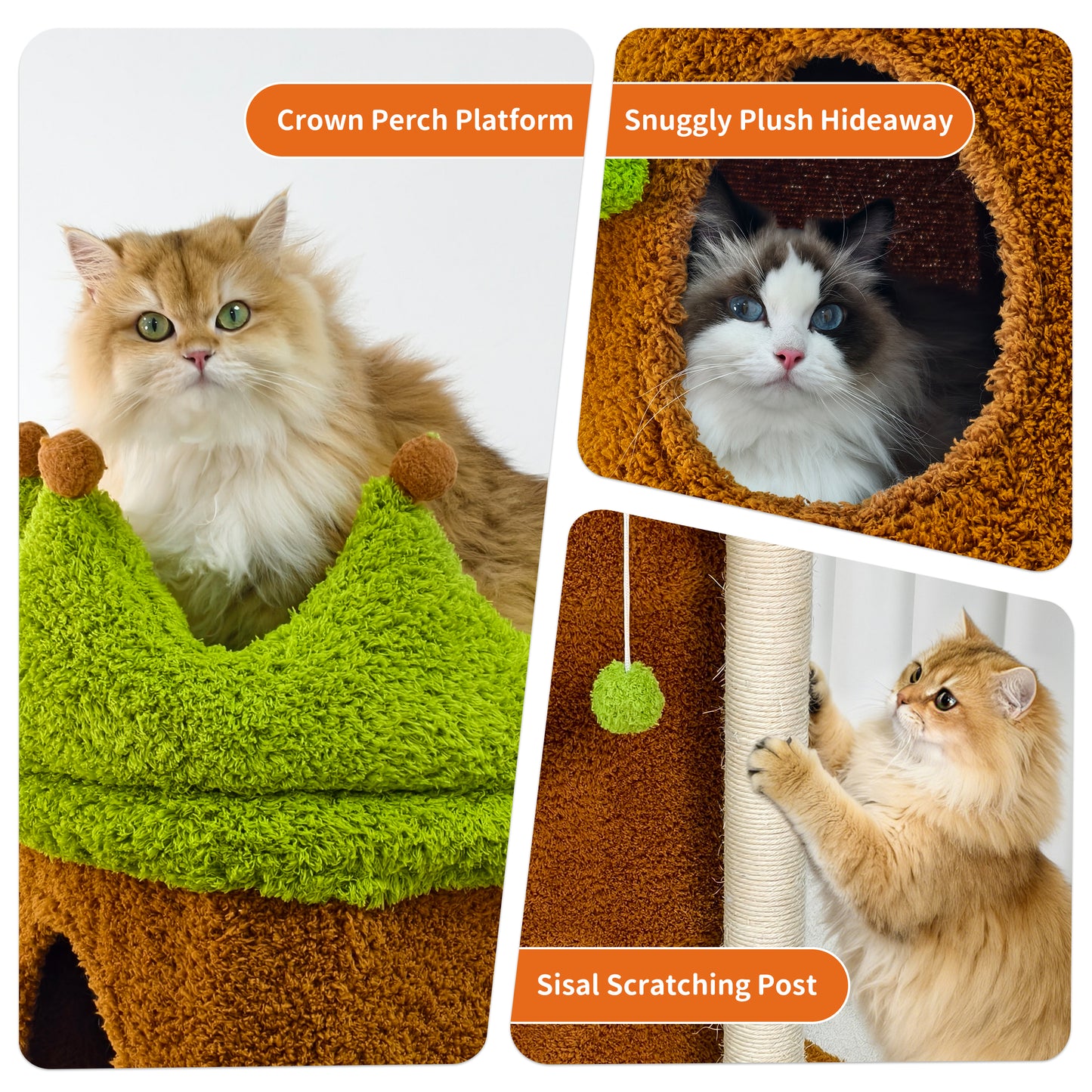 Large Cat Tree 73 Inch Modern Tall Cat Tree Tower, Tree Trunk Cat Condo with Multi-Level Platforms, Wooden Cat Tree for Indoor Multiple Cats and Kittens