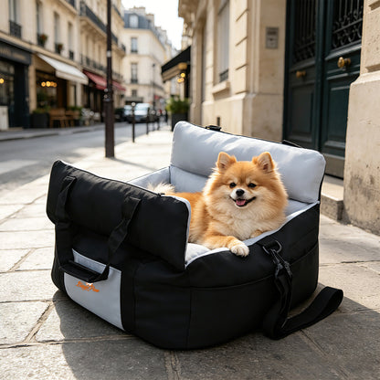 Dog Car Seat for Small Dogs, Travel Carrier Bed with Cushion, Portable Dog Booster Seat for Car Front & Rear Seat, Washable Travel Car Bed