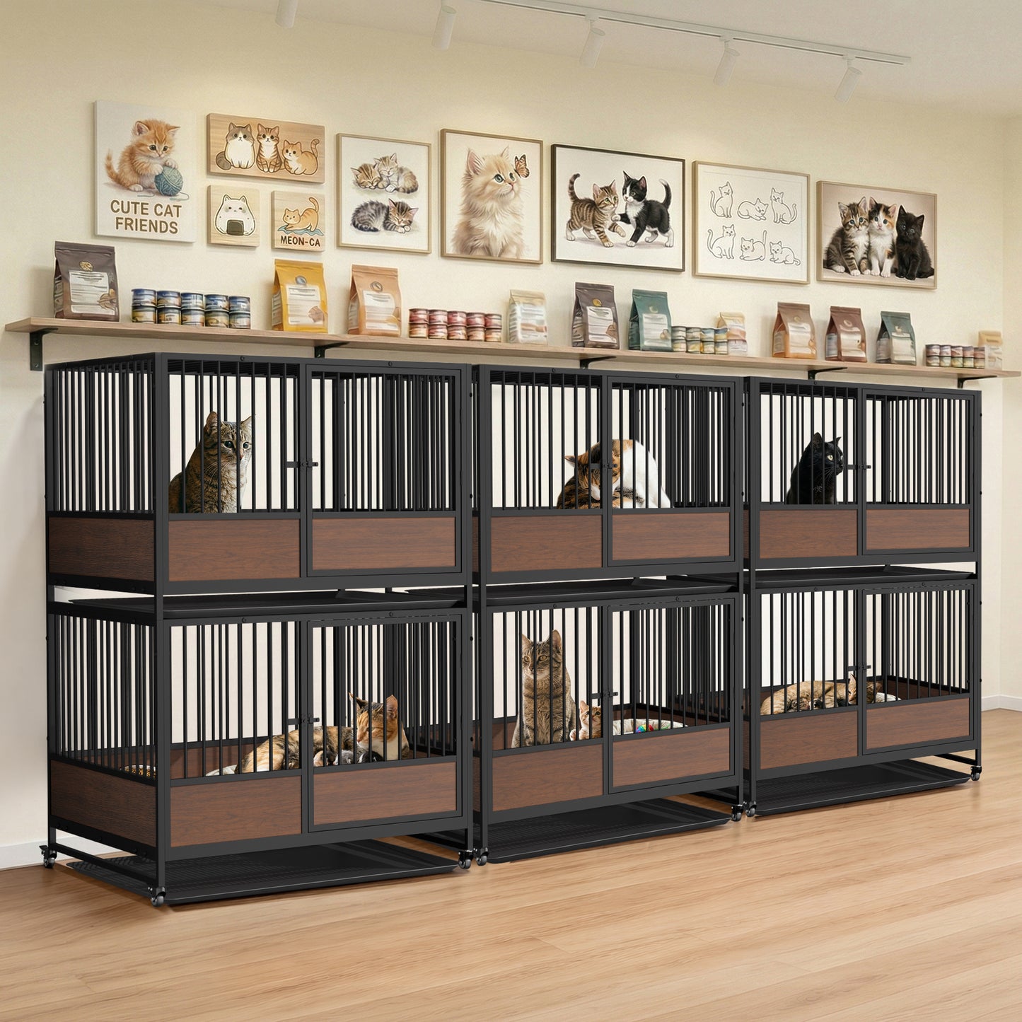 Pet Breeding Whelping Cage for Cats & Small Dogs, Metal Birthing and Recovery Crate, Isolation Kennel for Postpartum Care, Durable Iron Frame, Modern Minimalist Design