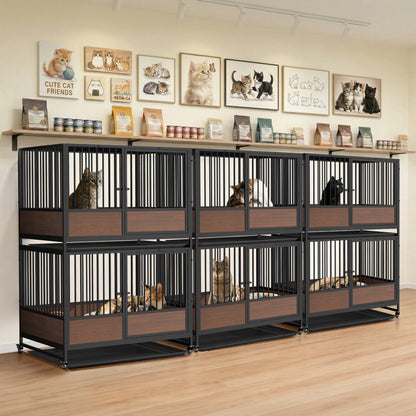 Pet Breeding Whelping Cage for Cats & Small Dogs, Metal Birthing and Recovery Crate, Isolation Kennel for Postpartum Care, Durable Iron Frame, Modern Minimalist Design