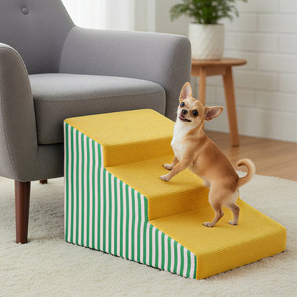 Pet Dog Stairs for High Beds: 3 Steps/ 4 Steps /5 Steps Bright Pet Stairs High-Density Foam Dog Ramp Step with Gentle Slope Safe for Sofas, for Puppies & Senior Pets