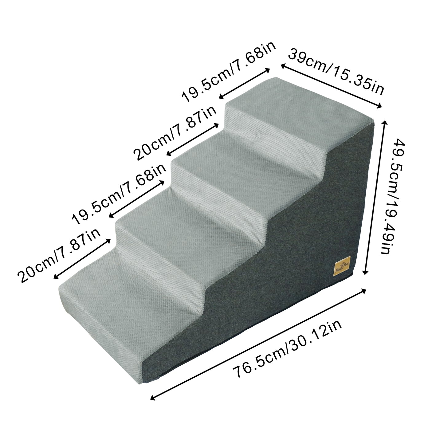 Sponge Dog Stairs for Bed & Sofa, 4 Step Dog Stairs, Dog Bed Steps for High Places, Non-Slip Gray Pet Stairs for Small Dogs