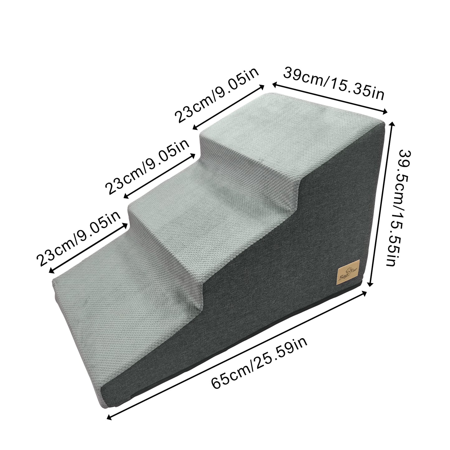 Sponge Dog Stairs for Bed & Sofa, 4 Step Dog Stairs, Dog Bed Steps for High Places, Non-Slip Gray Pet Stairs for Small Dogs