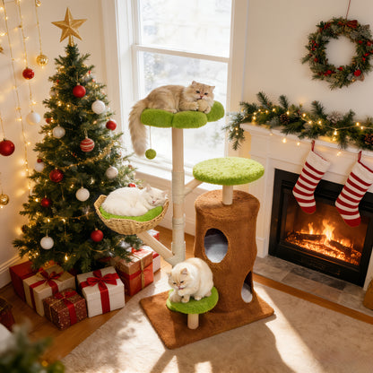 Multi-Level Cat Tower: 55.91-Inch Tall Cat Tower for Indoor Cat, Kitten Play Center with Scratching Posts, Top Perches, Hideaways, Vivid Green