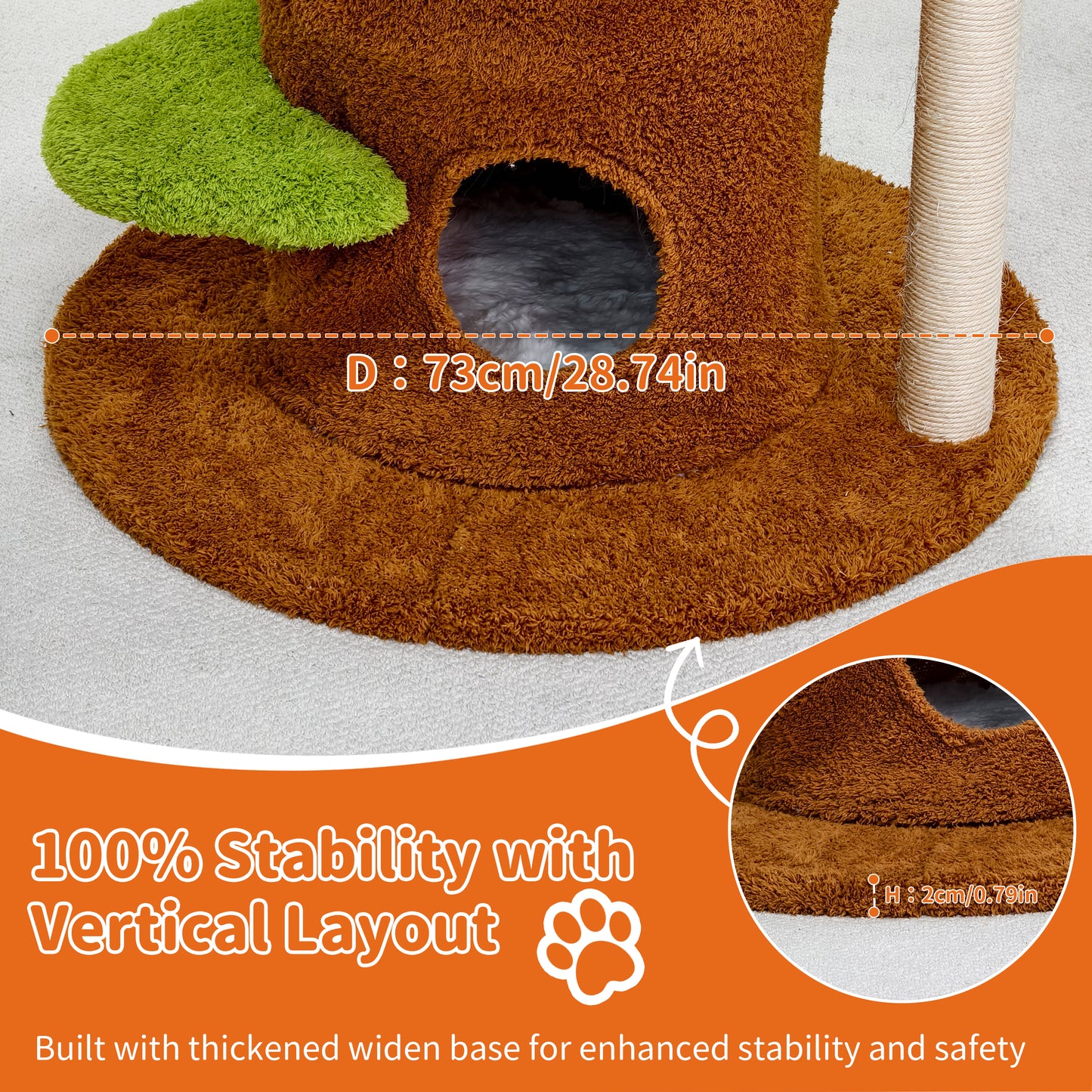 Large Cat Tree 73 Inch Modern Tall Cat Tree Tower, Tree Trunk Cat Condo with Multi-Level Platforms, Wooden Cat Tree for Indoor Multiple Cats and Kittens