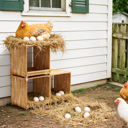 Nesting Boxes for Chickens: 3-Compartment Pine Wood Chicken Nesting Box Poultry Farms for Eggs Laying, Preventing Egg Falls