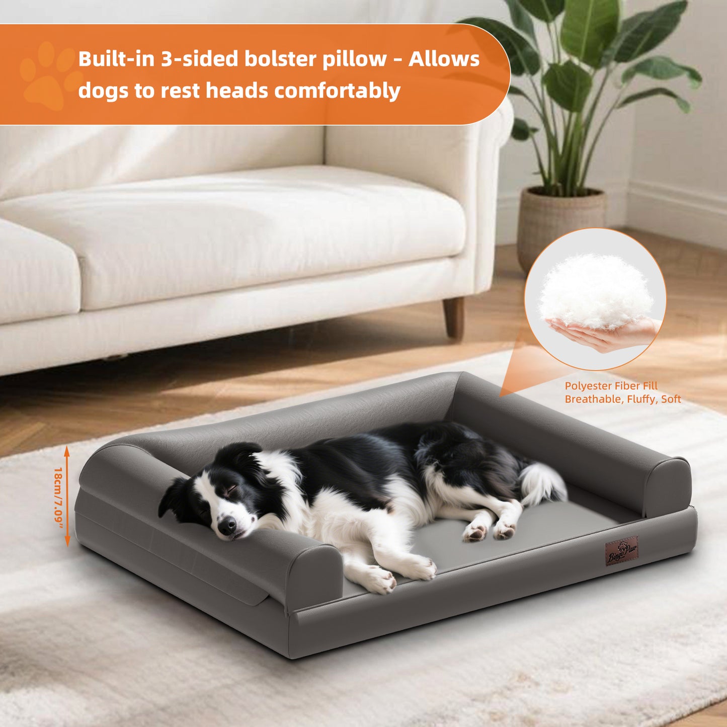 Large Orthopedic Dog Bed Pet Sofa Couch Memory Foam Waterproof Cover Bed Gray
