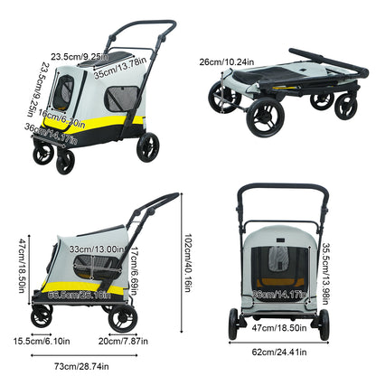 Foldable Dog Pet Jogging Stroller for Travel, Outdoor Walking, One-click Folding M Size