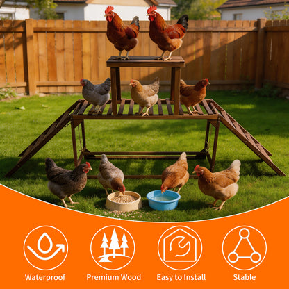 Chicken Perches Swing: Chicken Roosting Bars Wooden Chicken Climbing Frame with Swing & Ladder, Activity Play Toys for 8-10 Chickens, for Birds