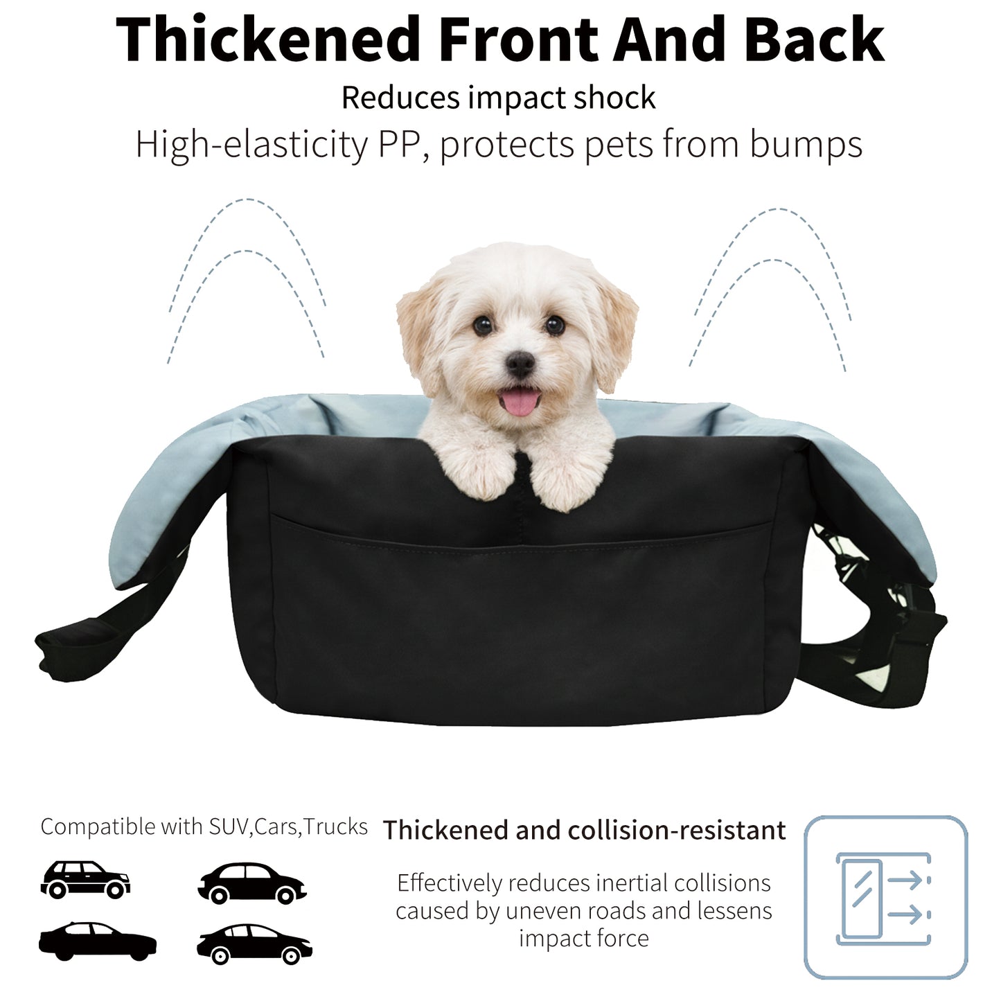 Dog Car Seat for Small Dogs, Travel Carrier Bed with Cushion, Portable Dog Booster Seat for Car Front & Rear Seat, Washable Travel Car Bed