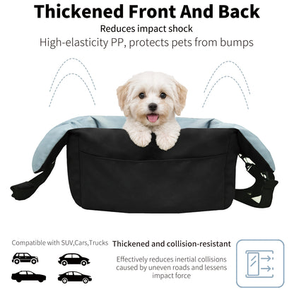 Dog Car Seat for Small Dogs, Travel Carrier Bed with Cushion, Portable Dog Booster Seat for Car Front & Rear Seat, Washable Travel Car Bed
