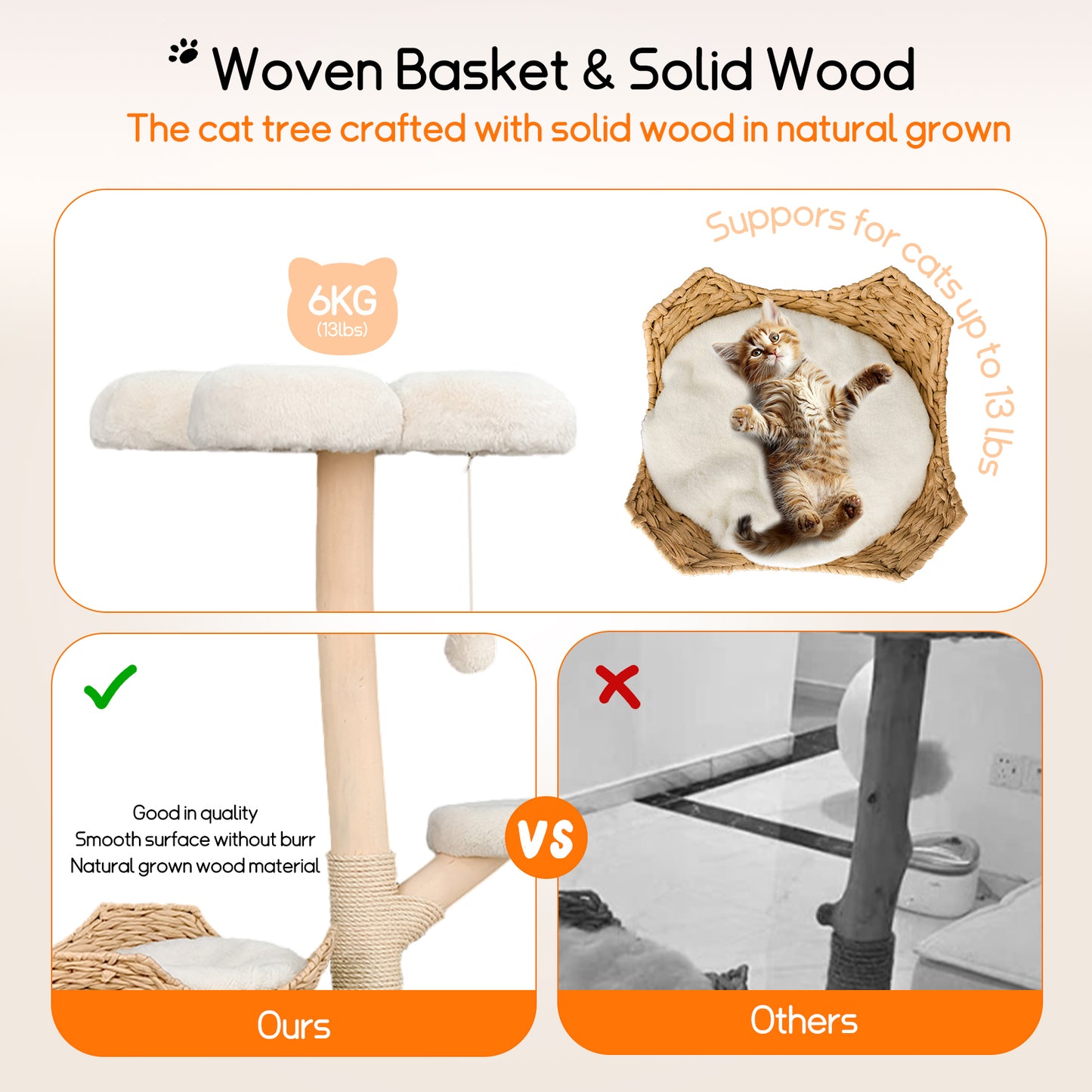 2025 NEW 56 Inches Modern Cat Tree Tower with Basket and Perch, Cat Furniture for Big Cats