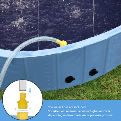 Dog Swimming Pool: Heavy Collapsible Dog Pet Swimming Pool with Spray Sprinkler Pet Bathing Tub for Outside Backyards, Kids Pets Dogs Cats