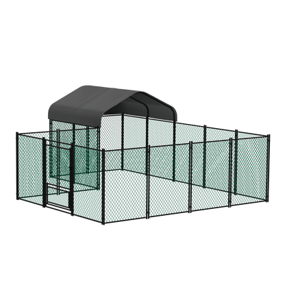 Walk-in Poultry Chicken Coop,Duck Goose Fence with Waterproof and UV Cover,Large Metal Hen House for Outdoor,Farm 12.9x10.2x5.1ft