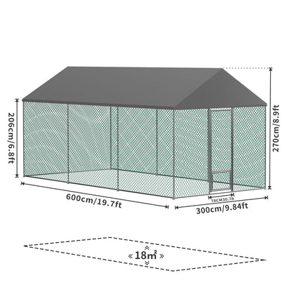 Large Chicken Coop Cage: Jumbo Large Galvanized Metal Chicken Coop Poultry Run Cage with Full Cover, High Walk-in Enclosure, Use for Outdoor Backyard