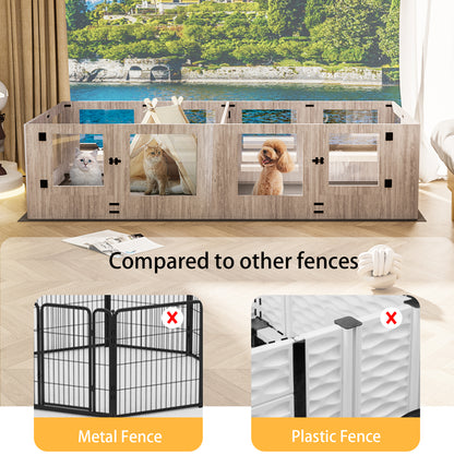 Tempered Glass Dog Playpen: Indoor Pet Whelping Pen Box Protective Ledge Inside Dog Playpen for Newborn Puppies