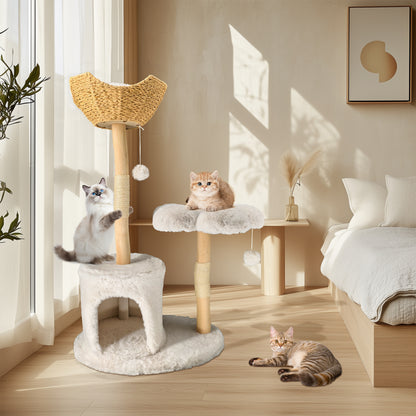 Cat Tree Tower for Indoor Cat Scratching Post Activity Tree Cat Condo Plush Cave
