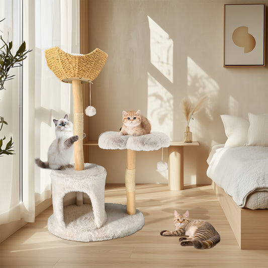 Cat Tree Tower for Indoor Cat Scratching Post Activity Tree Cat Condo Plush Cave