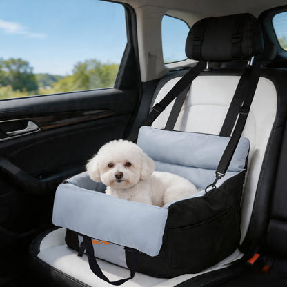 Dog Car Seat for Small Dogs, Travel Carrier Bed with Cushion, Portable Dog Booster Seat for Car Front & Rear Seat, Washable Travel Car Bed