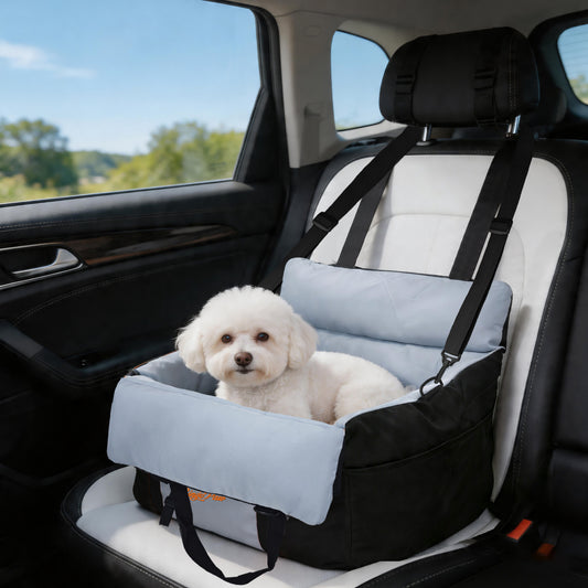 Dog Car Seat for Small Dogs, Travel Carrier Bed with Cushion, Portable Dog Booster Seat for Car Front & Rear Seat, Washable Travel Car Bed