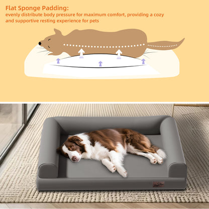 Large Orthopedic Dog Bed Pet Sofa Couch Memory Foam Waterproof Cover Bed Gray