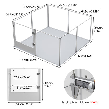 Acrylic Dog Playpen Fence: Indoor Pet Whelping Pen Box Dog Playpen Kennel 32in Taller with Waterproof Fertility Pad for Puppies, Rabbits, Guinea Pig