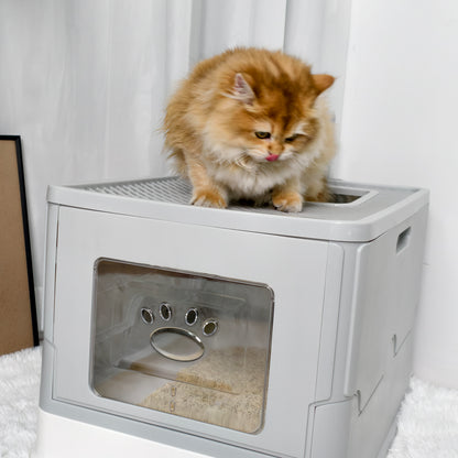 Cat Litter Box Front Entry Top Exit Toilet Boxes Litter Tray with Litter Scoop