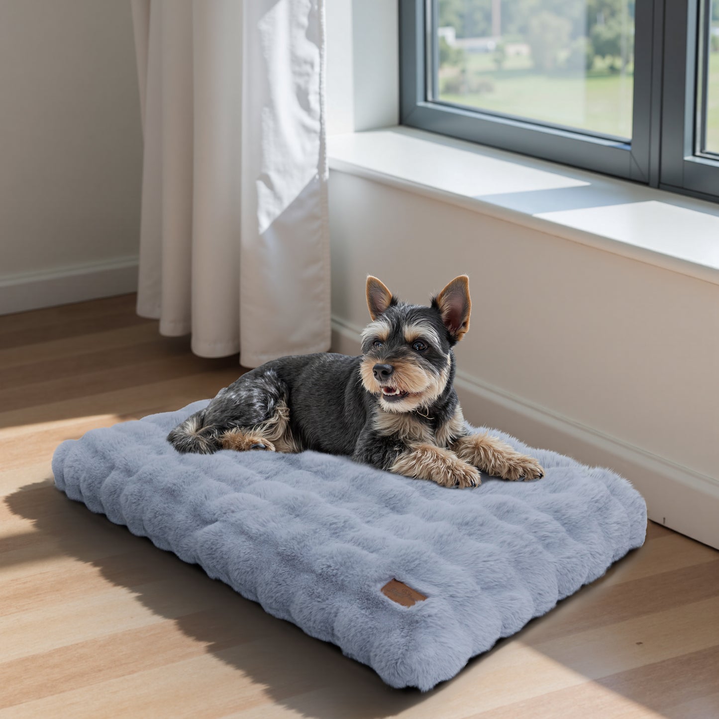 2025 Fluffy Dog Cat Bed: Deluxe Plush Dog Bed with Supportive Base Comfort Pet Sleeping Mat Crate Bed with Removable Cover for Different Sizes Dogs Breeds