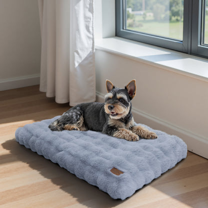 2025 Fluffy Dog Cat Bed: Deluxe Plush Dog Bed with Supportive Base Comfort Pet Sleeping Mat Crate Bed with Removable Cover for Different Sizes Dogs Breeds