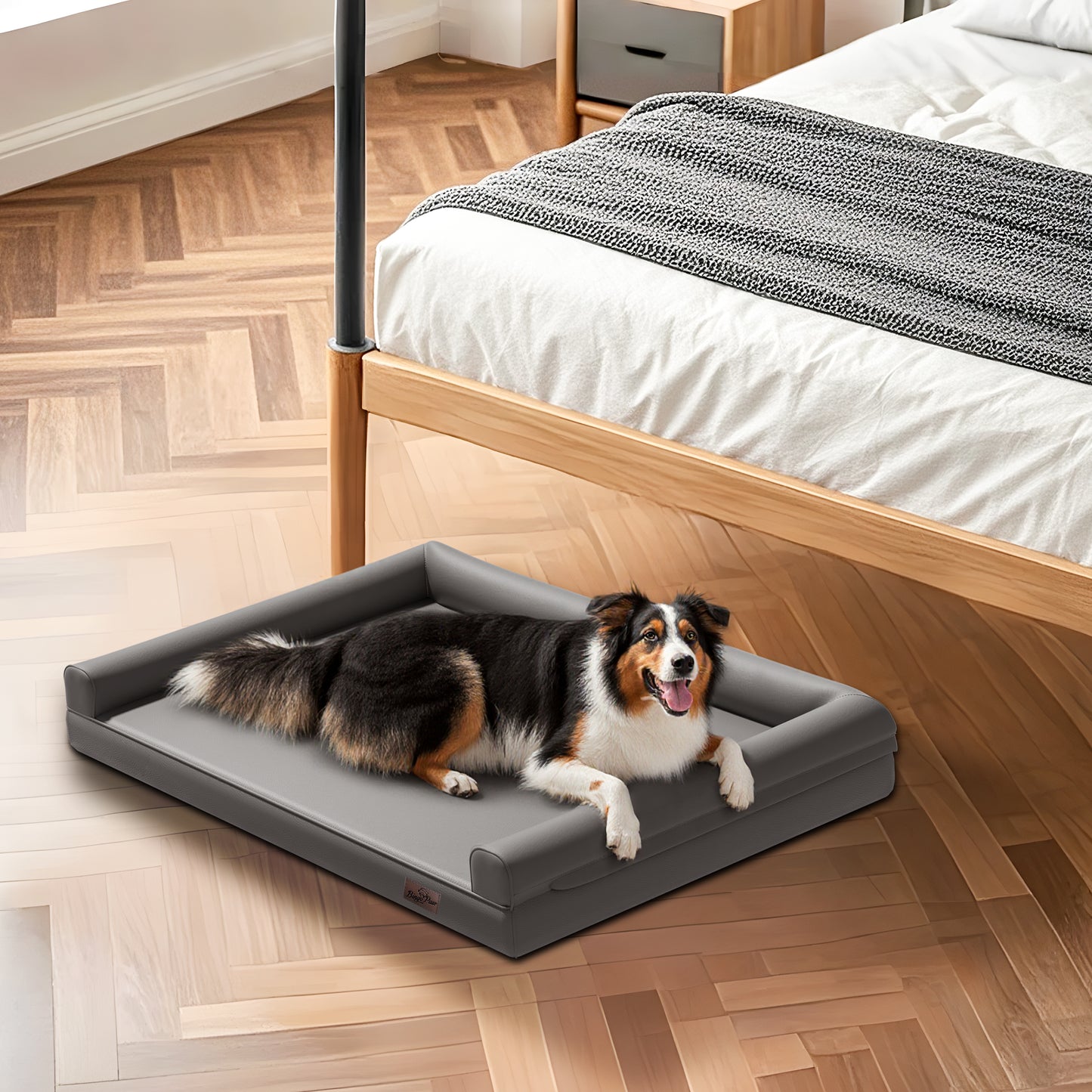 Large Orthopedic Dog Bed Pet Sofa Couch Memory Foam Waterproof Cover Bed Gray