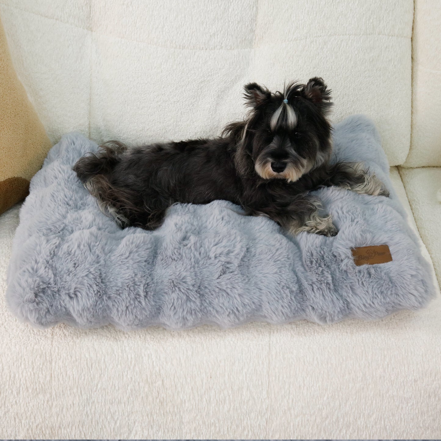 2025 Fluffy Dog Cat Bed: Deluxe Plush Dog Bed with Supportive Base Comfort Pet Sleeping Mat Crate Bed with Removable Cover for Different Sizes Dogs Breeds