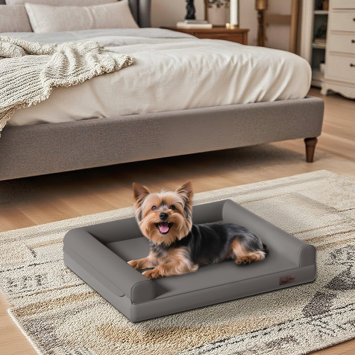 Large Orthopedic Dog Bed Pet Sofa Couch Memory Foam Waterproof Cover Bed Gray
