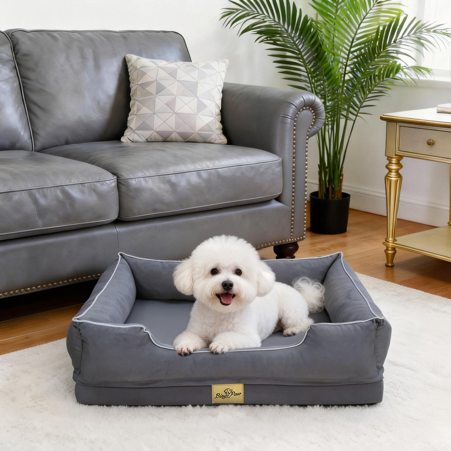 (Summer type)Orthopedic Dog Bed Bolster Sofa Pet Couch with High Density Foam Base, Removable Washable Oxford Cloth Cover, Anti-Slip Cuddler Mattress