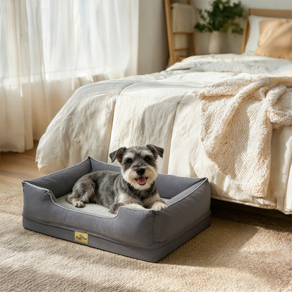 Orthopedic Dog Bed Bolster Sofa Pet Couch with High Density Foam Base, Removable Washable Suede Cover, Anti-Slip Cuddler Mattress