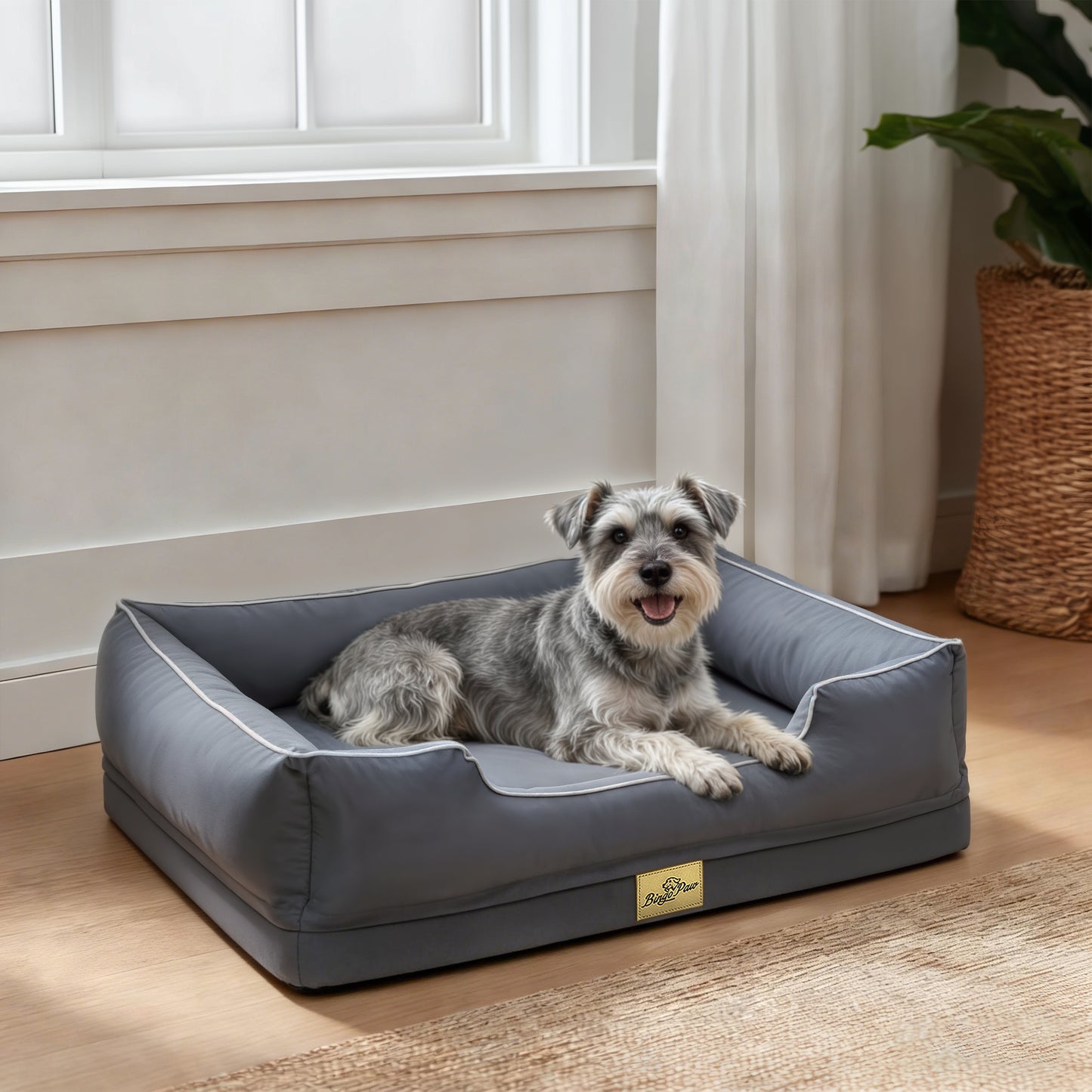 (Summer type)Orthopedic Dog Bed Bolster Sofa Pet Couch with High Density Foam Base, Removable Washable Oxford Cloth Cover, Anti-Slip Cuddler Mattress