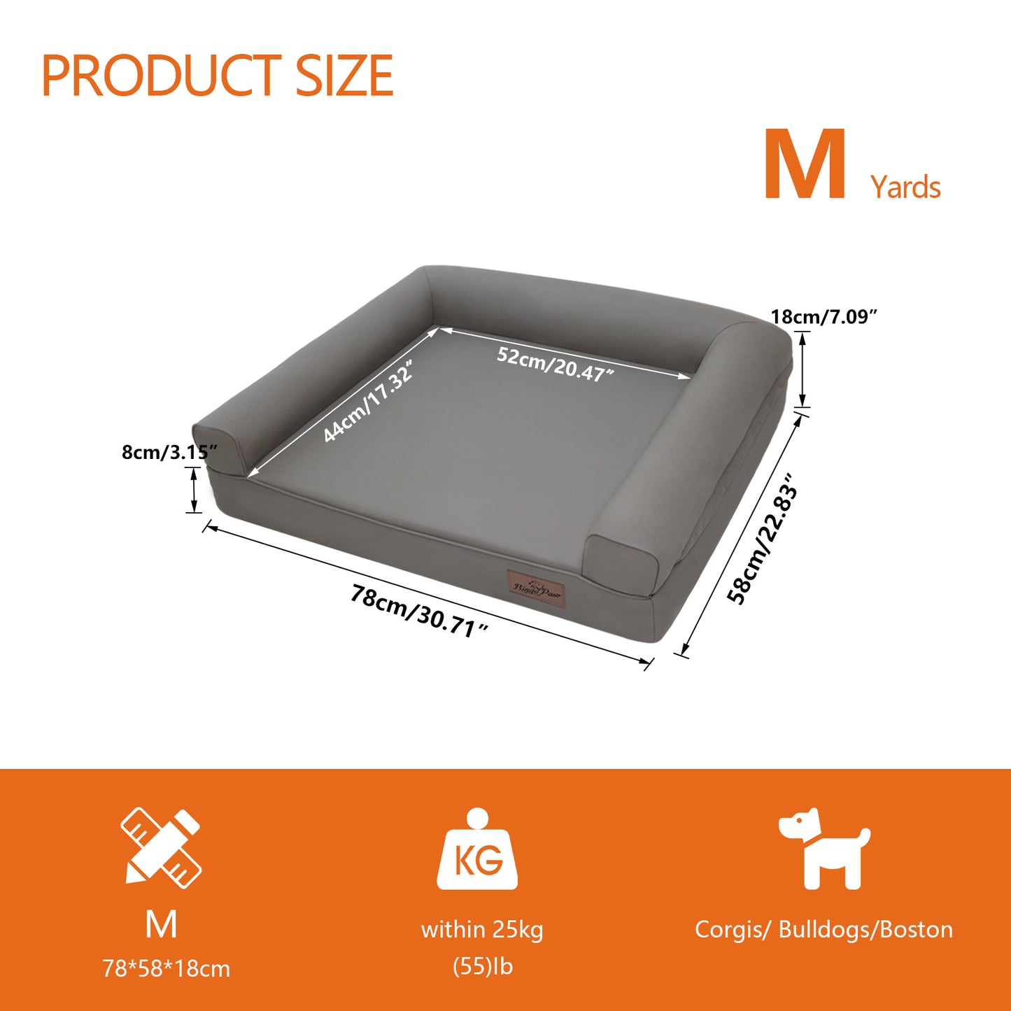 Large Orthopedic Dog Bed Pet Sofa Couch Memory Foam Waterproof Cover Bed Gray