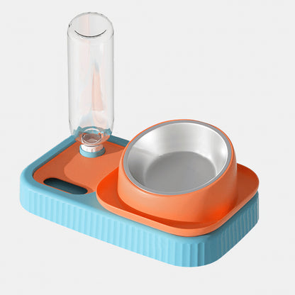 3 in 1 Pet Bowl: Stainless Steel Raised Cat Pet Food Bowls with Water Dispenser Slow Feeding Bowl for Cats Puppy Small Dogs