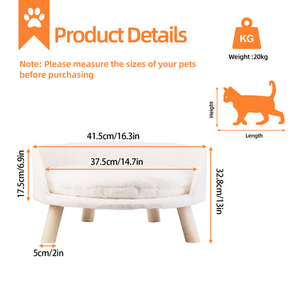 Luxury Pet Soft Warm Bed Wood Legs with Washable Cushion Pad