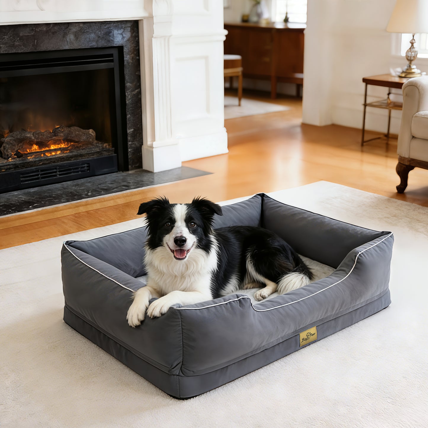 Orthopedic Dog Bed Bolster Sofa Pet Couch with High Density Foam Base, Removable Washable Suede Cover, Anti-Slip Cuddler Mattress