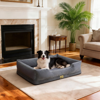 (Summer type)Orthopedic Dog Bed Bolster Sofa Pet Couch with High Density Foam Base, Removable Washable Oxford Cloth Cover, Anti-Slip Cuddler Mattress